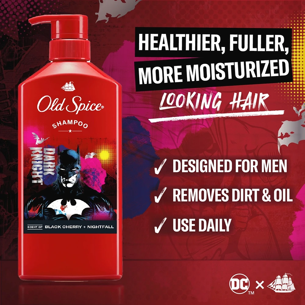 Shampoo x Batman, The Dark Knight, DC Comics Collaboration, Healthier, Fuller, More Moisturized Looking Hair, Black Cherry + Nightfall Scent