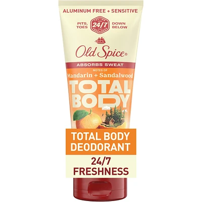 Whole Body Deodorant Lotion, Aluminum Free Total Body Deodorant, Mandarin + Sandalwood Scent, Absorbs Sweat //24/7 Freshness From Pits to Toes and Down Below