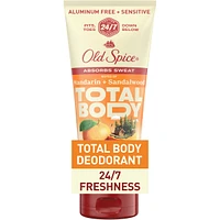 Whole Body Deodorant Lotion, Aluminum Free Total Body Deodorant, Mandarin + Sandalwood Scent, Absorbs Sweat //24/7 Freshness From Pits to Toes and Down Below