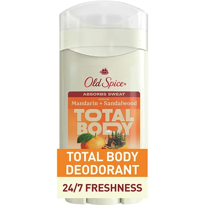 Whole Body Deodorant Stick, Aluminum Free Total Body Deodorant, Mandarin + Sandalwood Scent, Absorbs Sweat //24/7 Freshness From Pits to Toes and Down Below