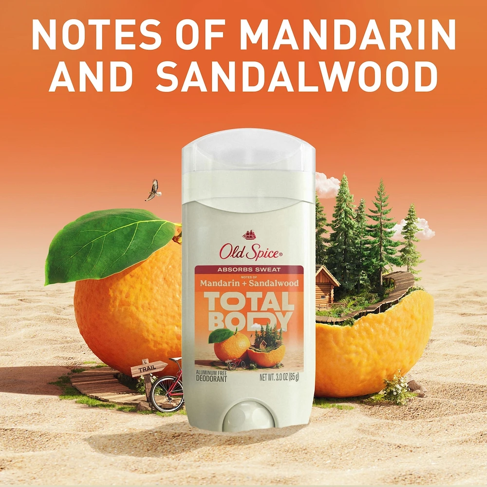 Whole Body Deodorant Stick, Aluminum Free Total Body Deodorant, Mandarin + Sandalwood Scent, Absorbs Sweat //24/7 Freshness From Pits to Toes and Down Below