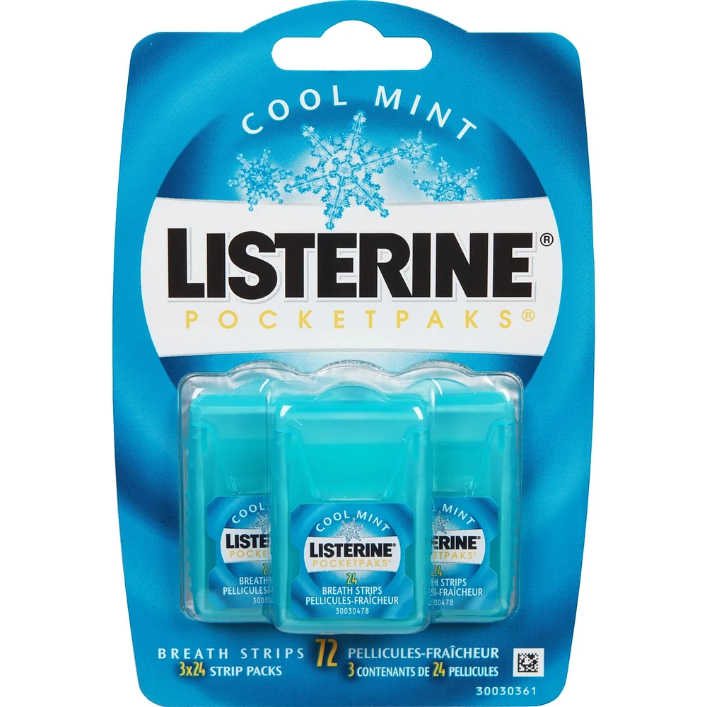 Listerine PocketPaks Breath Strips, Cool Mint 72 count