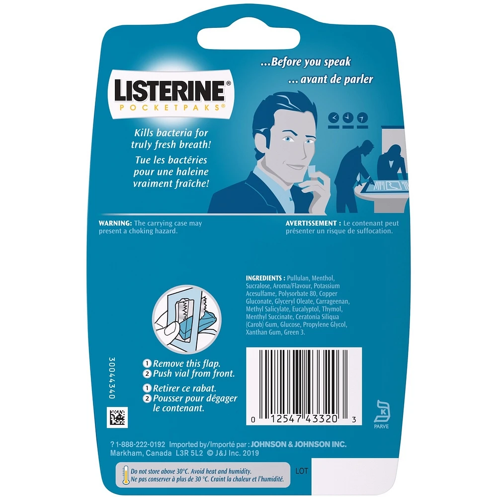Listerine PocketPaks Breath Strips, Cool Mint 72 count