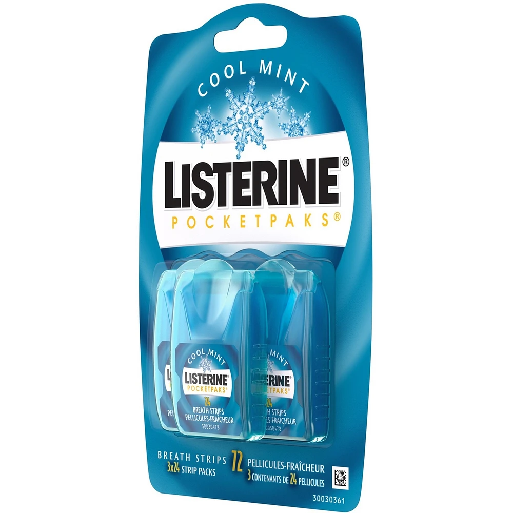 Listerine PocketPaks Breath Strips, Cool Mint 72 count
