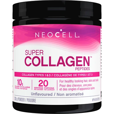 Super Collagen Peptides Powder, 10 g Collagen per serving, Collagen Powder for Hair, Skin, & Nails, Non-GMO, Predominantly Grass Fed, Hydrolyzed For Easy Absorption, Contains No Lactose, Soy or Gluten, Unflavoured, 20 Servings