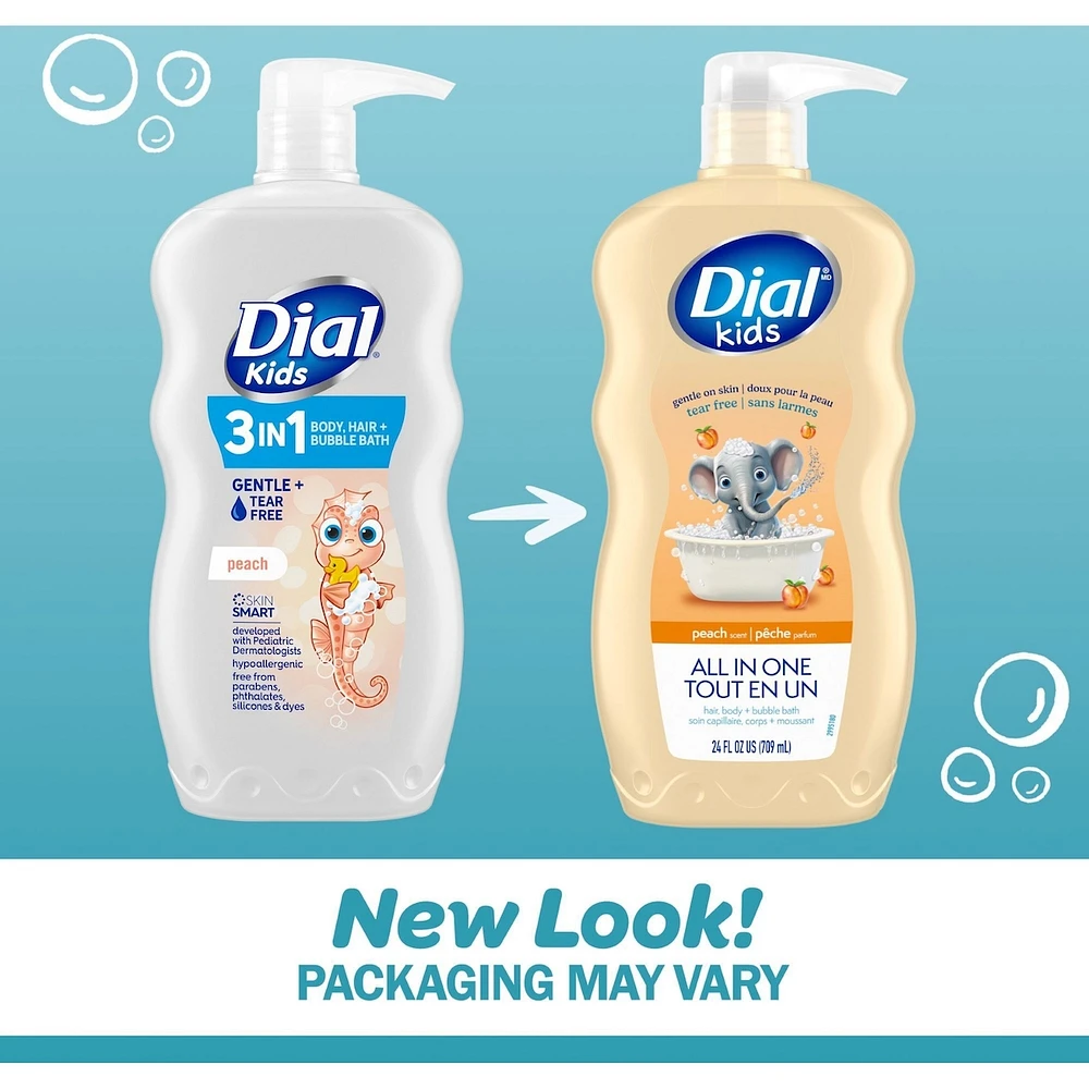 Dial Kids Peach 3in1 Hair, Body, + Bubble Bath