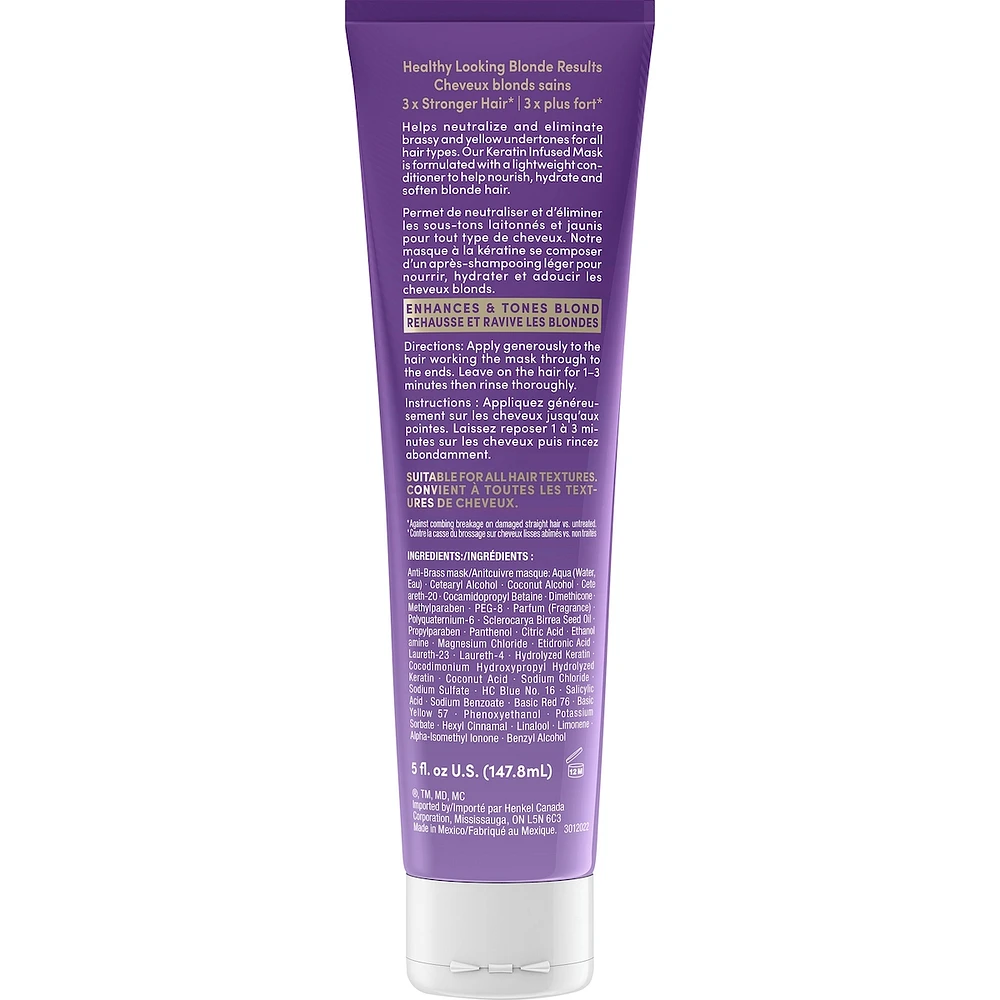Schwarzkopf Keratin Blonde Anti Brass Purple Mask, 1 Application