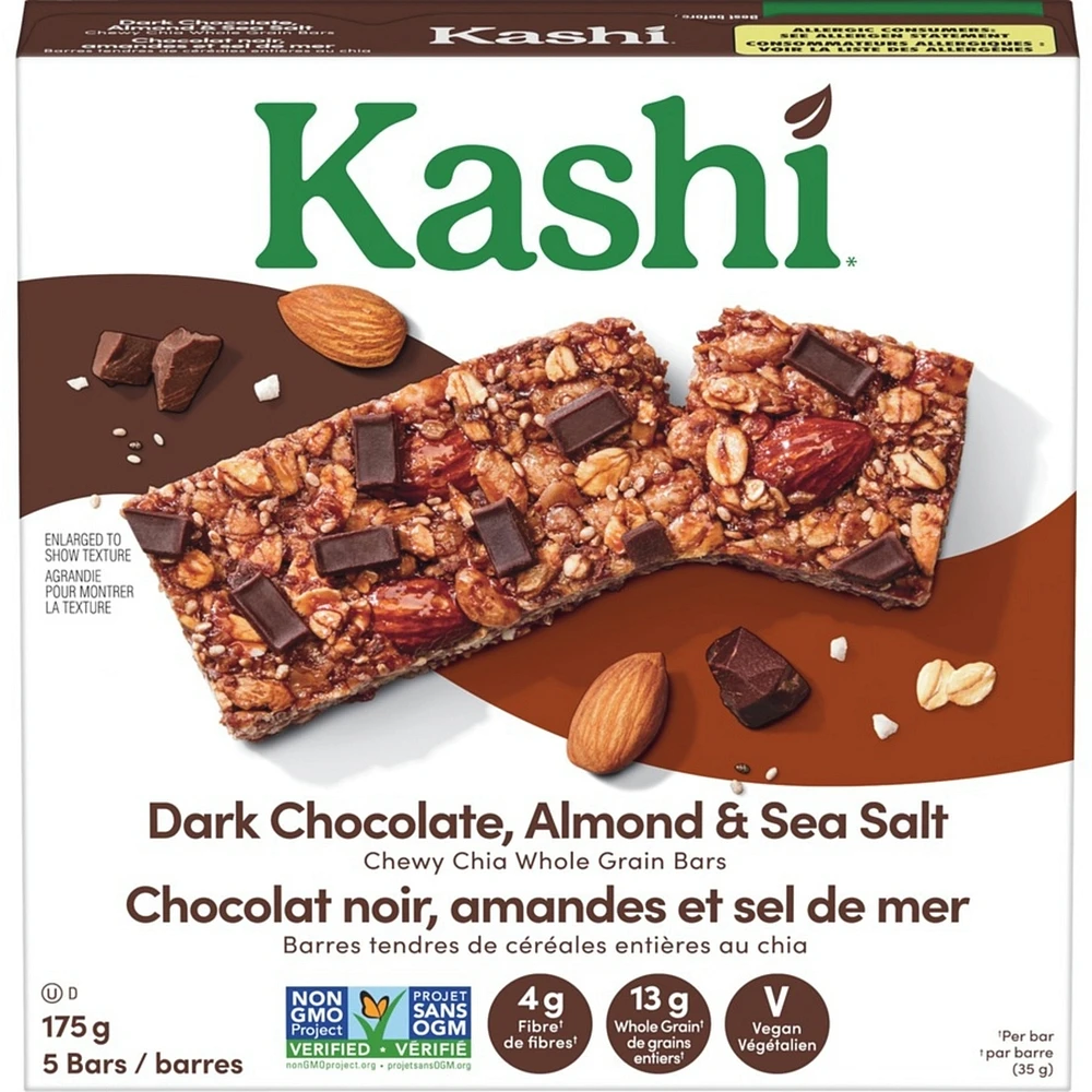 Chewy Chia Whole Grain Bars Dark Chocolate, Almond & Sea Salt