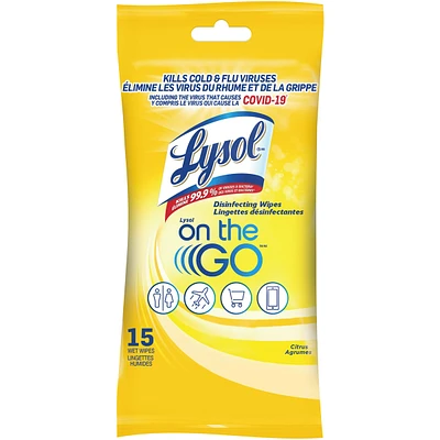 LYSOL Disinfecting Wipes - Lysol On the Go - Citrus 15 ct