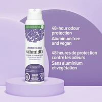 Schmidt's  Natural Deodorant Spray for women and men, Lavender & Sage with 48H odour protection, no aluminum salts, no white marks, cruelty-free, vegan deodorant 91 g