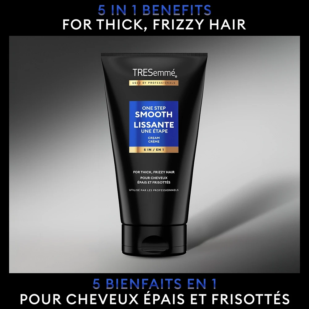 Crème Lissante 5 en 1 pour cheveux épais et frisottés TRESemmé One Step Smooth crème coiffante pour lisser les cheveux 148 ml