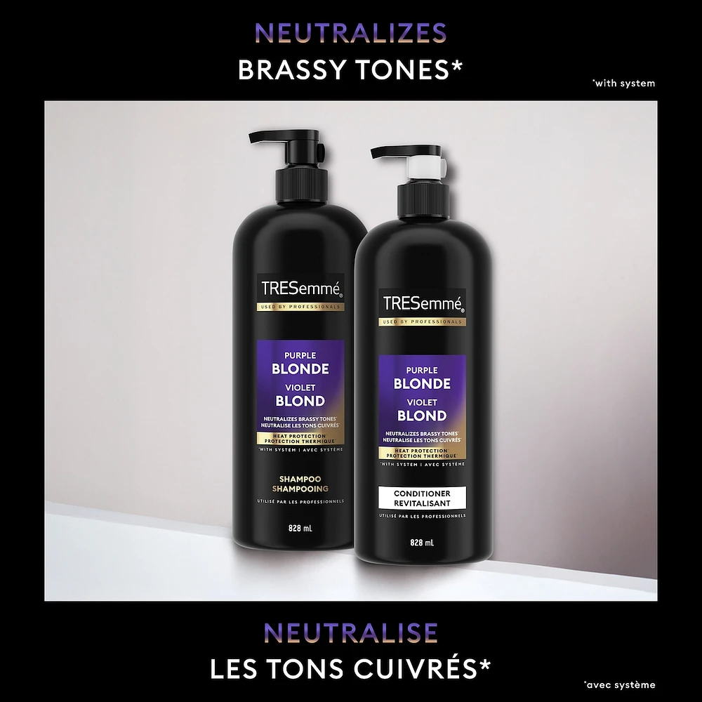 Revitalisant pour cheveux blonds ou argentés TRESemmé Purple Blonde Neutraliseur Ultraviolet avec Technologie Pro Style™ 828 ml