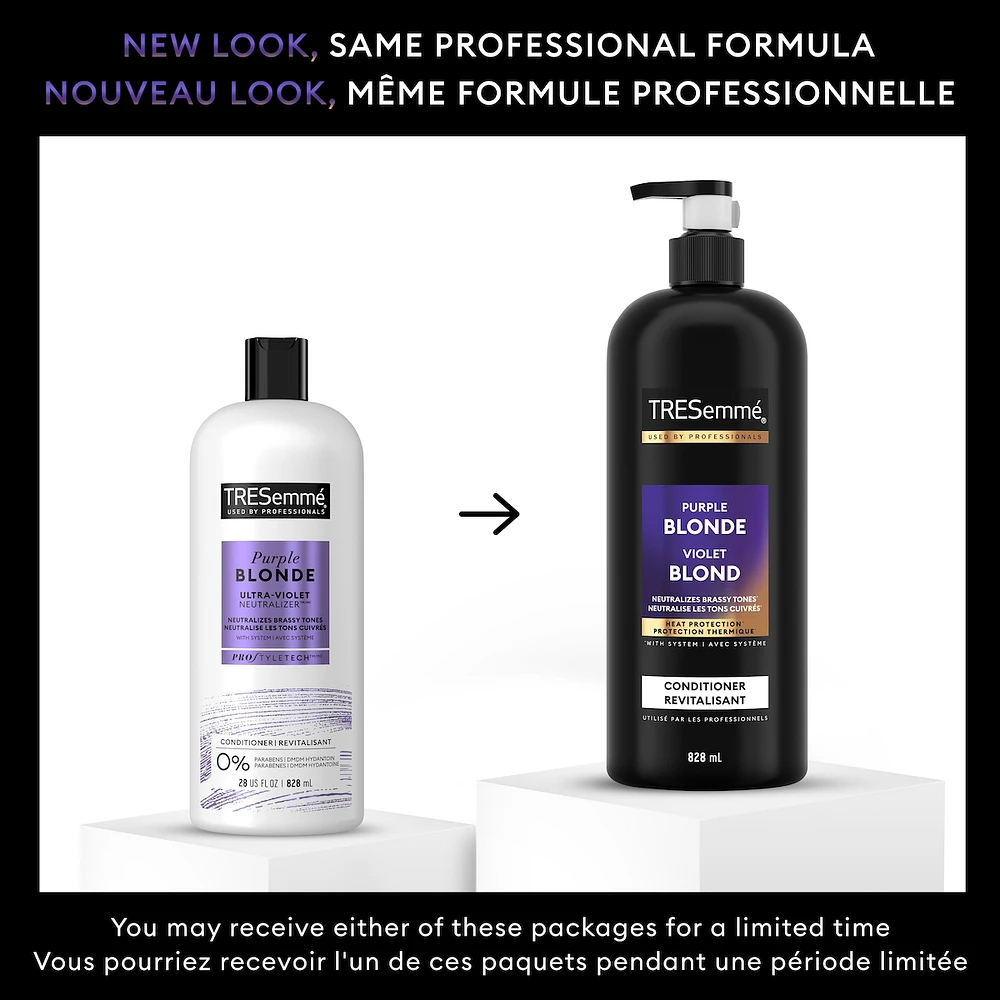 Revitalisant pour cheveux blonds ou argentés TRESemmé Purple Blonde Neutraliseur Ultraviolet avec Technologie Pro Style™ 828 ml