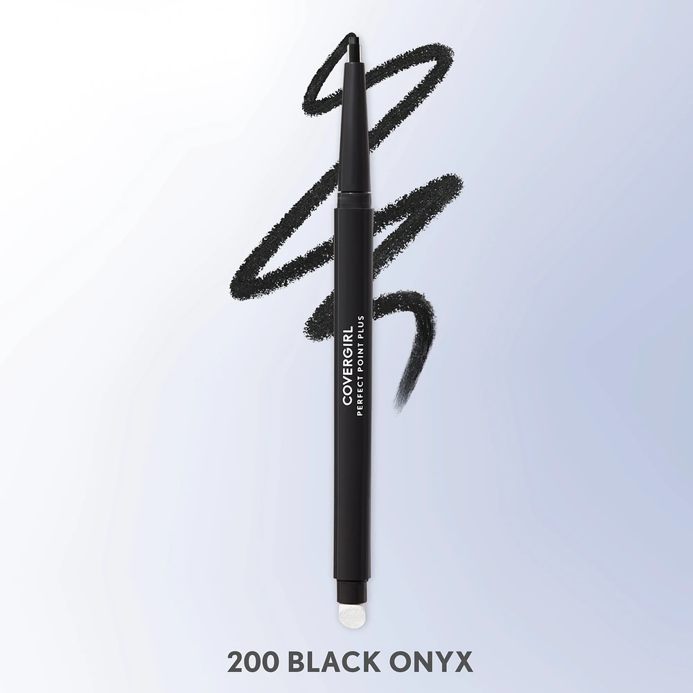 Perfect Point Plus Eyeliner, micro-fine point, precise line, built-in smudger tip for a softer, smokier look