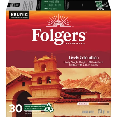 Lively Colombian K-Cup Coffee Pods 30 Count