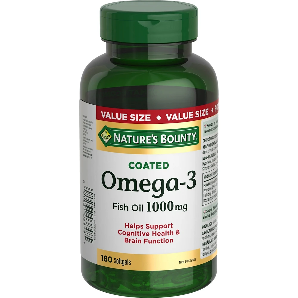 Omega-3 Fish Oil, 1000 mg, Softgels