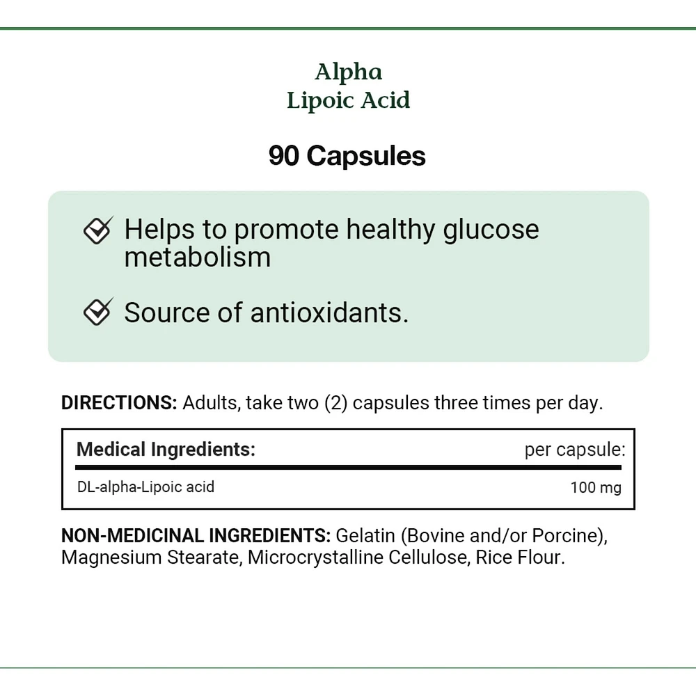 Alpha Lipoic Acid, 100 mg, For Glucose Metabolism