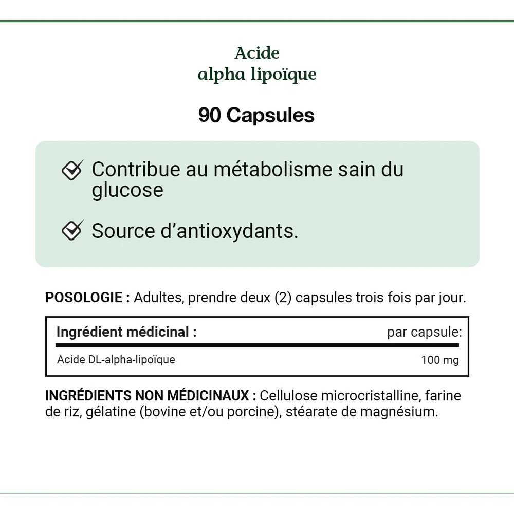 Alpha Lipoic Acid, 100 mg, For Glucose Metabolism