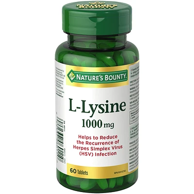 L-Lysine Supplement, Helps Reduce the Recurrence of Herpes Simplex Virus, 1000mg