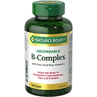 B Complex w/Folic Acid plus Vitamin C, Helps Metabolize Carbohydrates, 100 Softgels