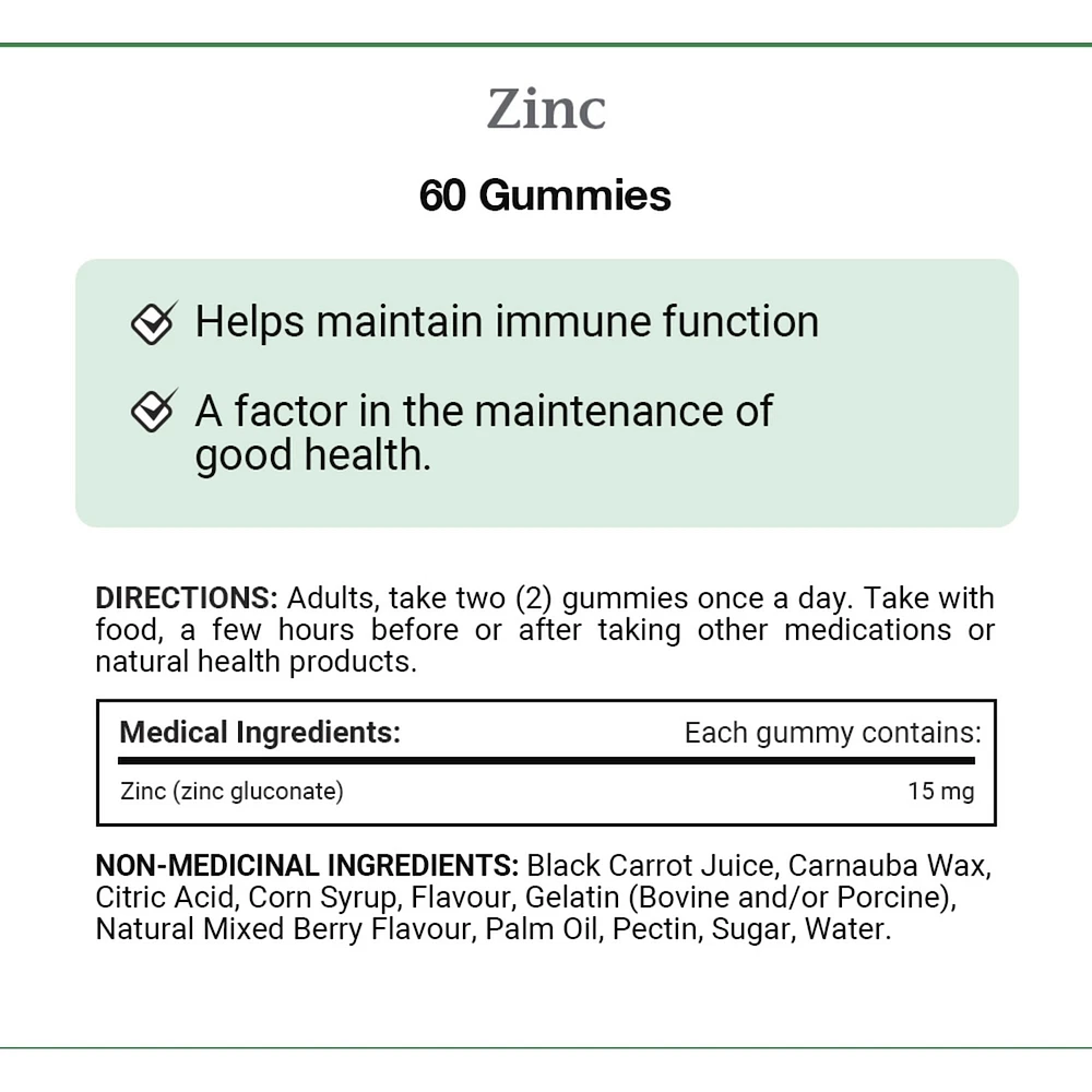 Nature's Bounty Zinc Gummies, Helps Maintain Immune Function, 60 Count