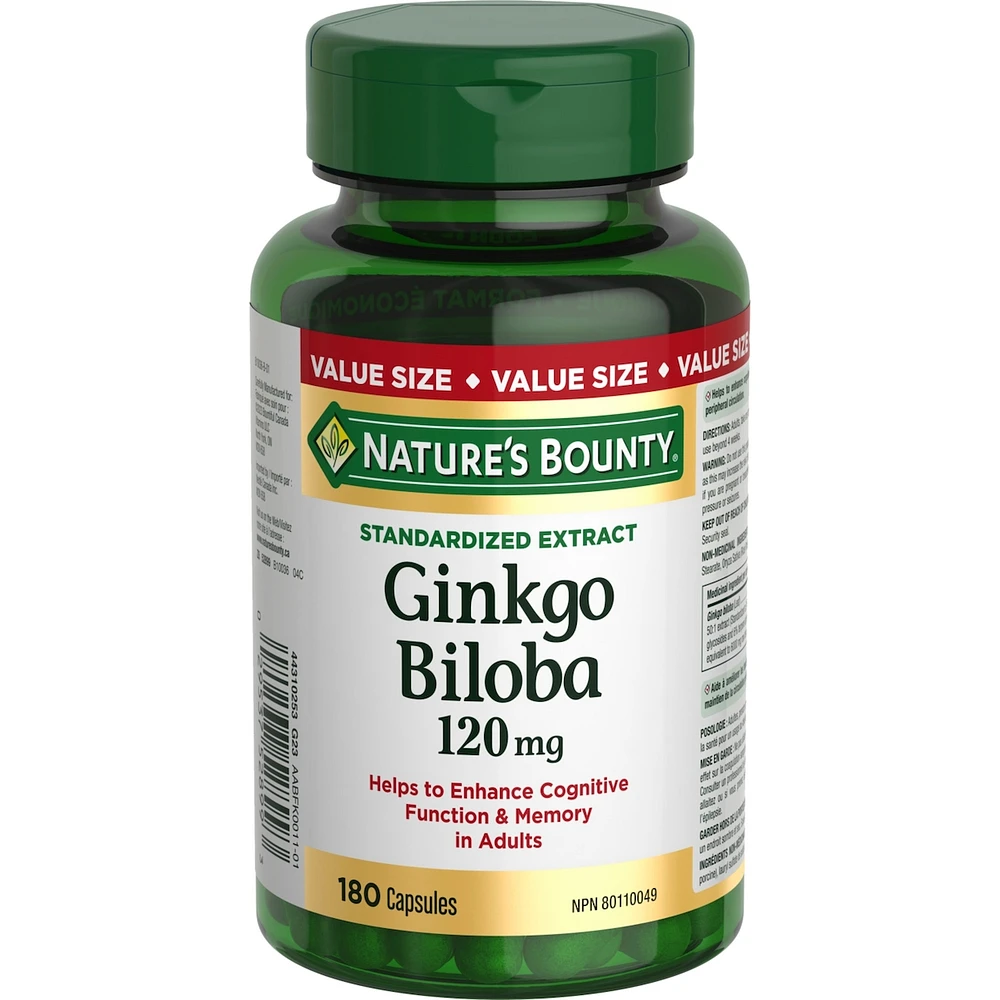 Gingko Biloba, 120 mg, Value Size, 180 Capsules