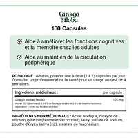 Gingko Biloba, 120 mg, Value Size, 180 Capsules