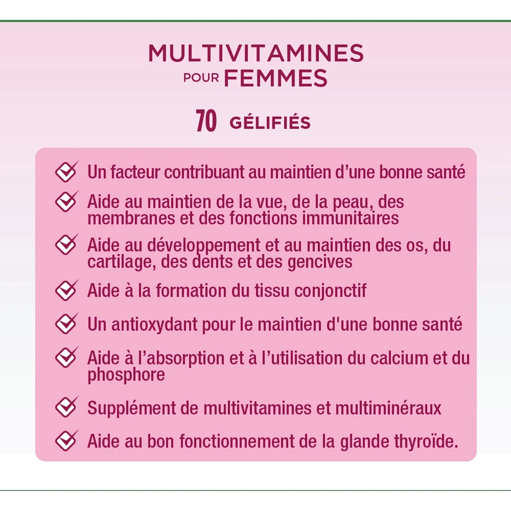 Multivitamines pour femmes, suppl., framb.