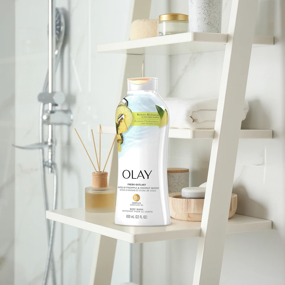 Fresh Outlast Paraben Free Body Wash with Rejuvenating Notes of Pineapple and Coconut Water