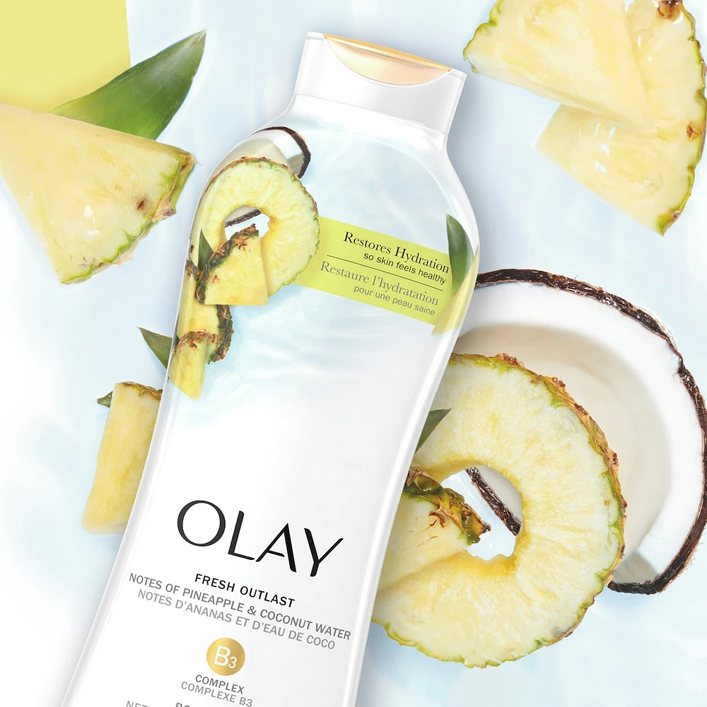 Fresh Outlast Paraben Free Body Wash with Rejuvenating Notes of Pineapple and Coconut Water