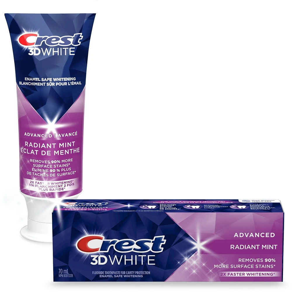 Crest 3D White Advanced, Teeth Whitening Toothpaste Radiant Mint, 70 ml