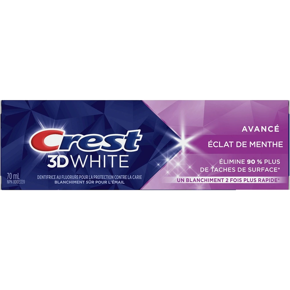 Crest 3D White Advanced, Teeth Whitening Toothpaste Radiant Mint, 70 ml