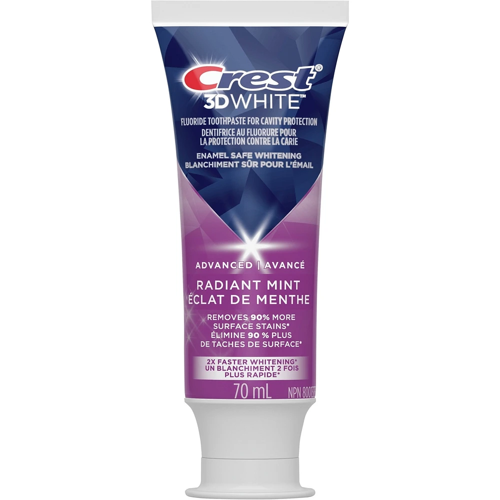 Crest 3D White Advanced, Teeth Whitening Toothpaste Radiant Mint, 70 ml