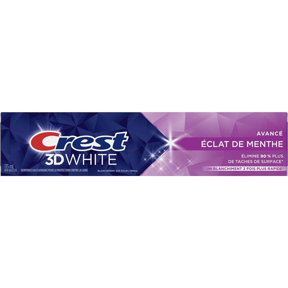 Crest 3D White Advanced, Teeth Whitening Toothpaste Radiant Mint, 135 ml