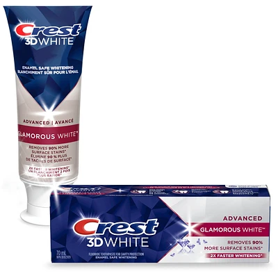 Crest 3D White Advanced Glamorous White, Teeth Whitening Toothpaste, 70 ml