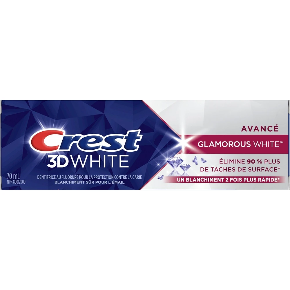 Crest 3D White Advanced Glamorous White, Teeth Whitening Toothpaste, 70 ml