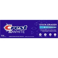 Crest 3D White Stain Eraser Teeth Whitening Toothpaste, Icy Clean Mint, 65 ml