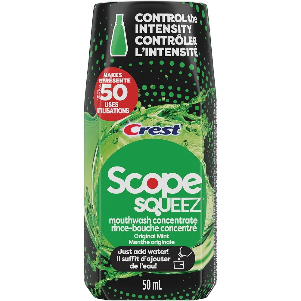 Scope Squeez Mouthwash Concentrate, Original Mint Flavour, Equal Uses up to 1L Bottle vs 1L Scope Outlast Mouthwash, Squeez to Control the Strength