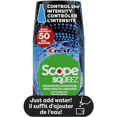 Scope Squeez Mouthwash Concentrate, Cool Peppermint Flavour, Equal Uses up to 1L Bottle *vs 1L Scope Outlast Mouthwash, Squeez to Control the Strength