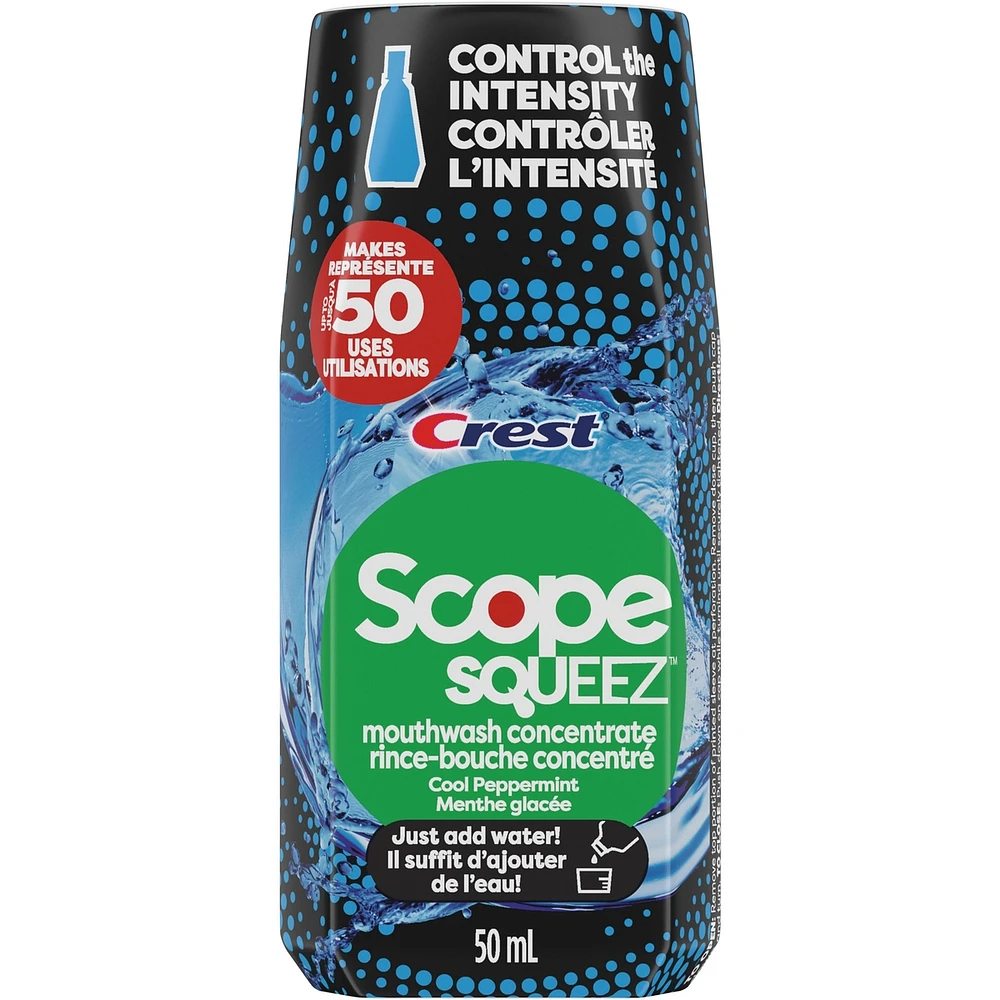 Scope Squeez Mouthwash Concentrate, Cool Peppermint Flavour, Equal Uses up to 1L Bottle *vs 1L Scope Outlast Mouthwash, Squeez to Control the Strength
