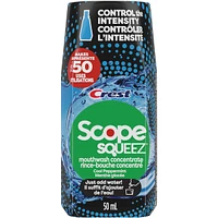 Scope Squeez Mouthwash Concentrate, Cool Peppermint Flavour, Equal Uses up to 1L Bottle *vs 1L Scope Outlast Mouthwash, Squeez to Control the Strength