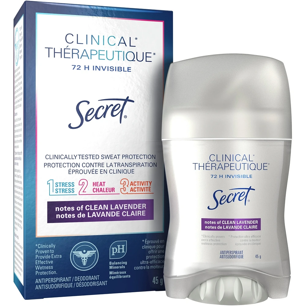 Antisudorifique et désodorisant invisible en bâton Secret Thérapeutique, Lavande pureté