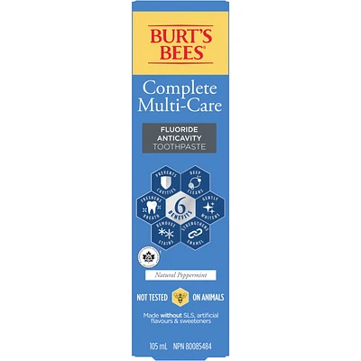 Burt's Bees Toothpaste Complete Multi Care, 105 mL, Natural Source Flavour