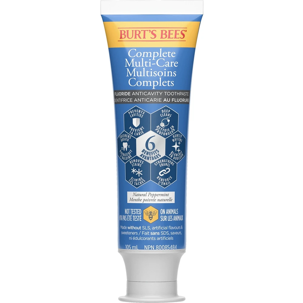 Burt's Bees Toothpaste Complete Multi Care, 105 mL, Natural Source Flavour