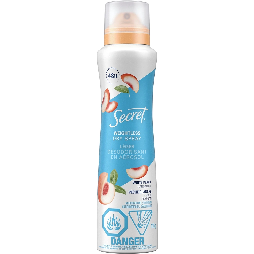 Dry Spray Antiperspirant Deodorant, White Peach and Argan Oil