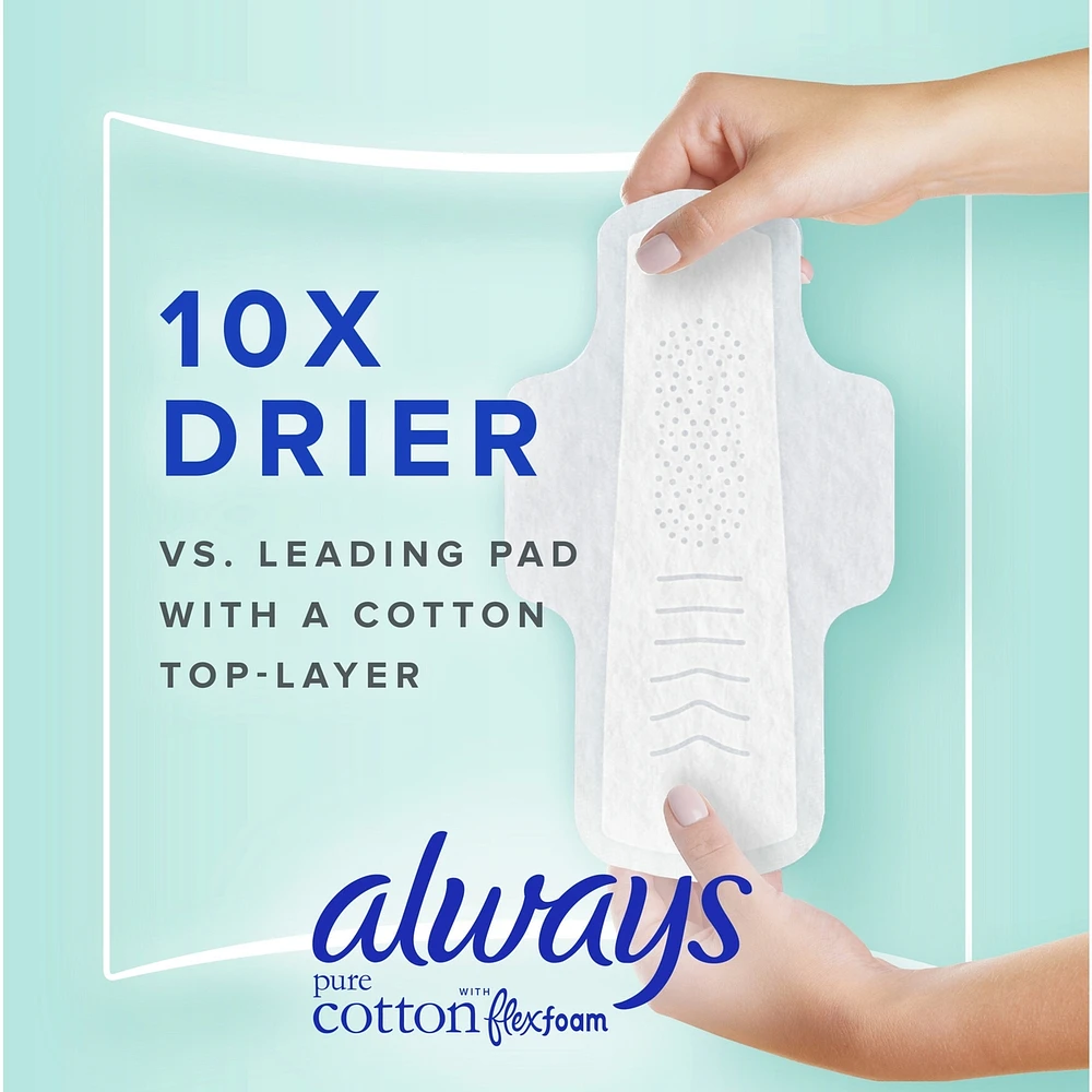 Pure Cotton Feminine Pads for Women, Size 2, Heavy, with wings, unscented