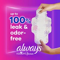 Radiant Feminine Pads for Women, Size 3 Heavy, with Wings, Light Clean Scent