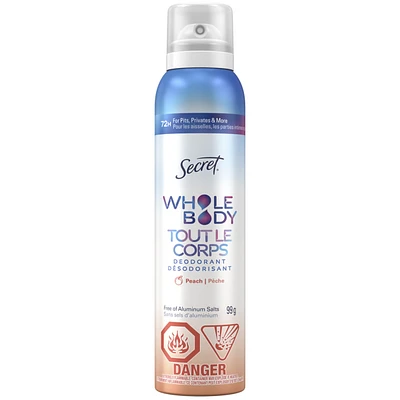 Whole Body Aluminum Free Deodorant for Women Body Spray Peach & Vanilla