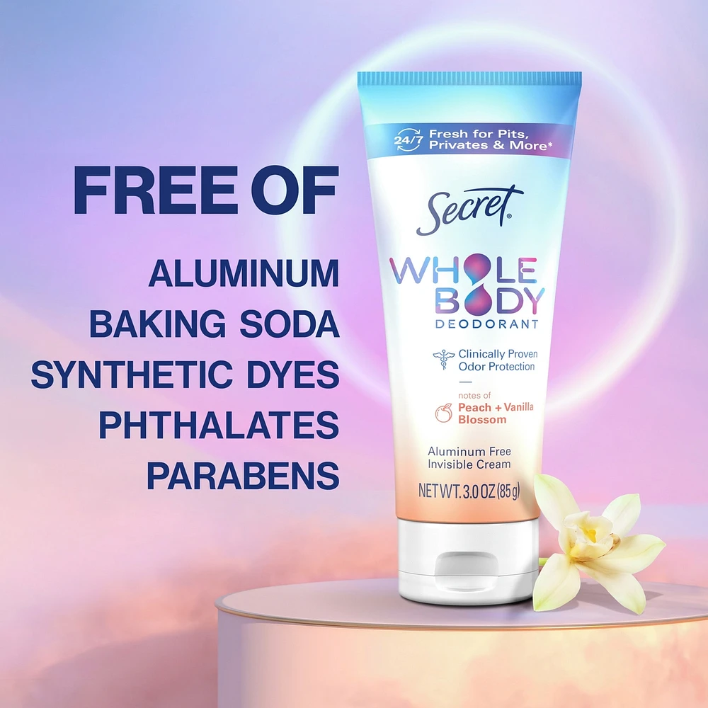 Whole Body Aluminum Free Deodorant Invisible Cream Peach & Vanilla