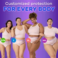 Adult Incontinence Underwear for Women and Postpartum Underwear, XL, Up to 100% Bladder Leak Protection, 17 CT